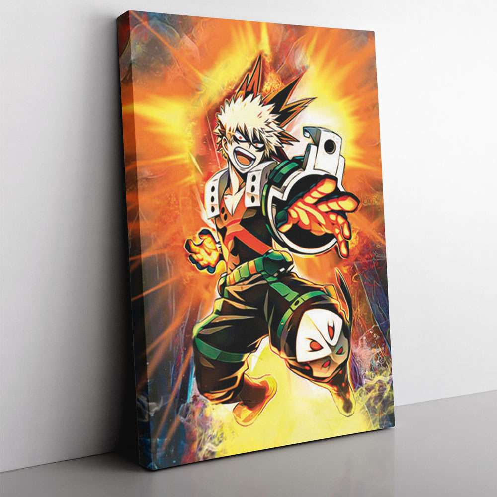 Blazing Bakugo My Hero Academia Vertical Canvas Poster Print Wall Art