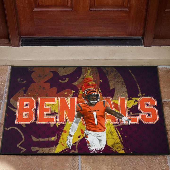 Cincinnati Bengals American Football Team Door Mat JaMarr Chase Yellow