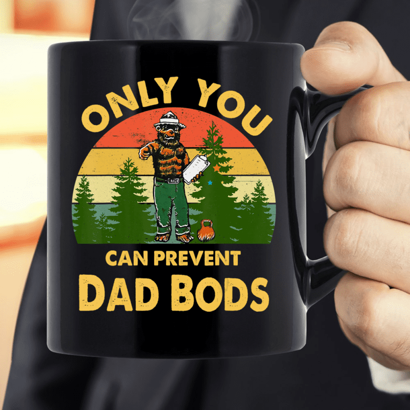 Only You Can Prevent Dad Bods Bear Camping Vintage Funny Mug