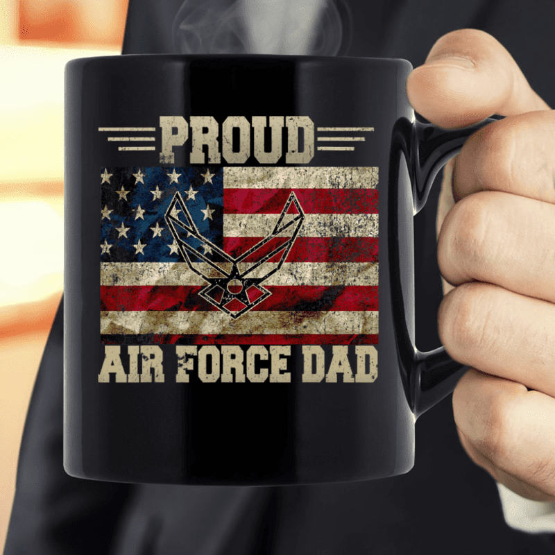 Proud Air Force Dad Military Veteran Pride Us Flag Mug