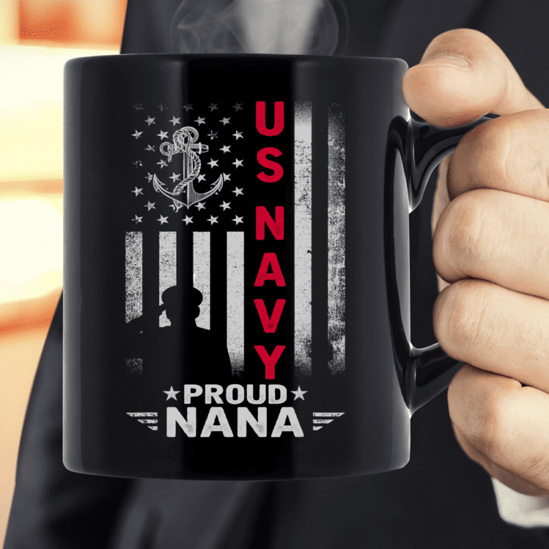 US Navy Proud Nana Patriotic USA Flag Thank You To Veterans Mug