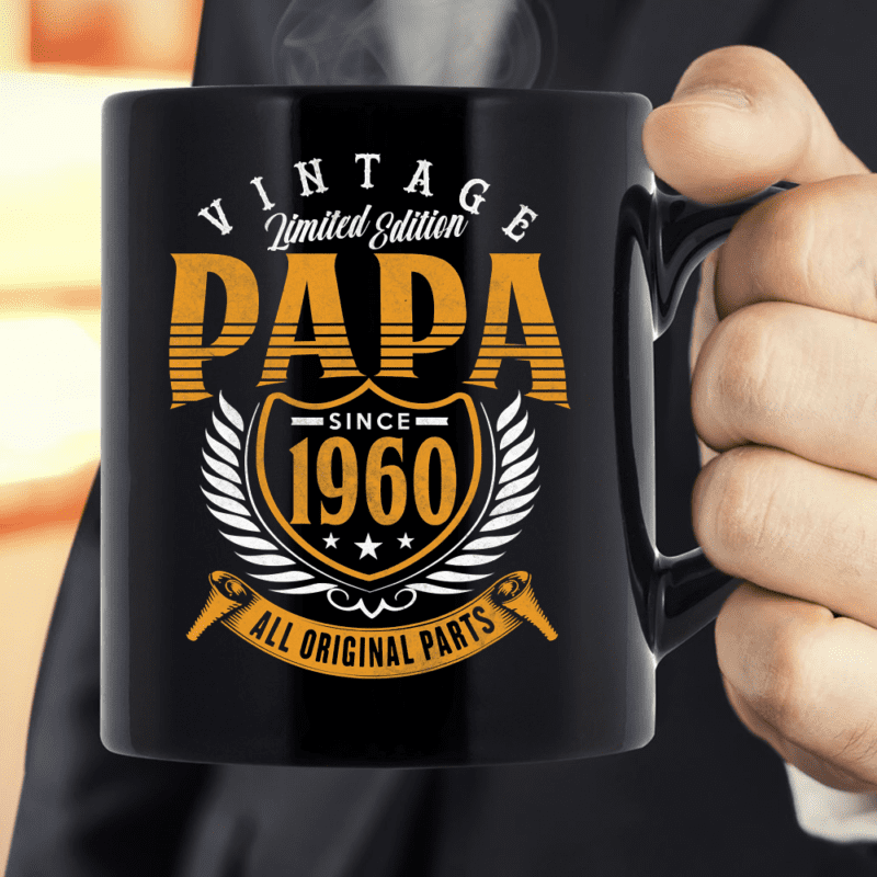 Vintage 60th Birthday Papa Gift Since 1960 Dad Mug