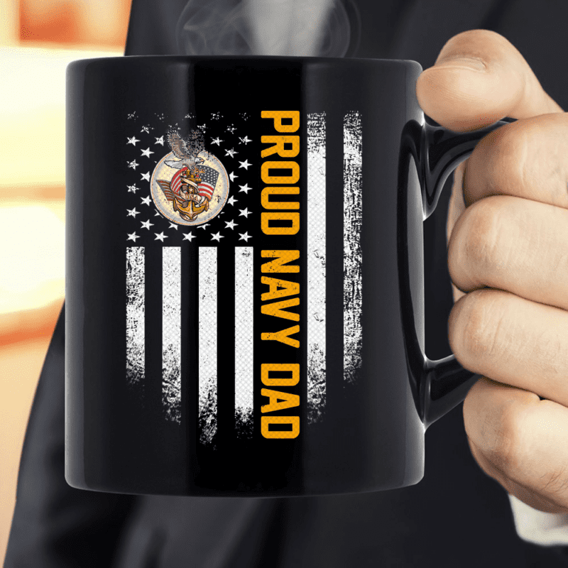 Vintage USA Proud US Navy Dad American Flag Patriotic Gift Mug