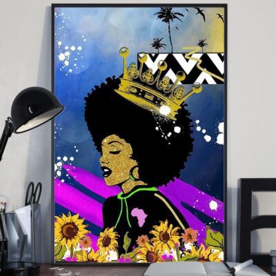 African - Black Art - Beautiful Black Queen Poster Vertical Poster Canvas - Wall Decor Visual Art