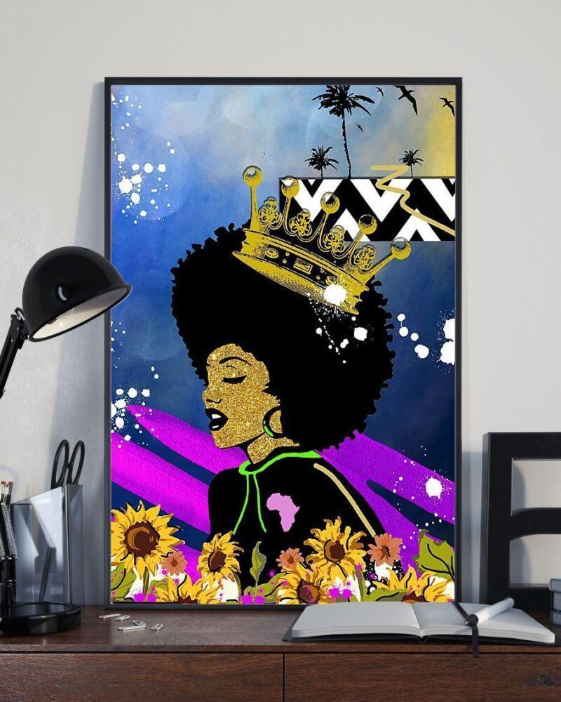 African - Black Art - Beautiful Black Queen Poster Vertical Poster Canvas - Wall Decor Visual Art