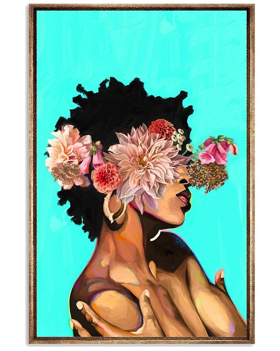 African – Black Art – Beautiful Black Woman With Flower Head – Bbw 