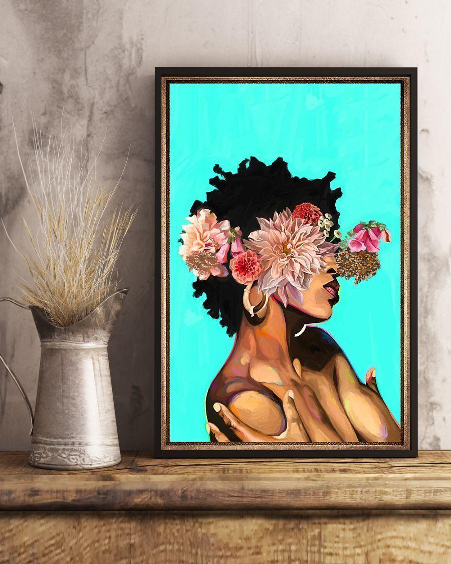 African – Black Art – Beautiful Black Woman With Flower Head – Bbw ...