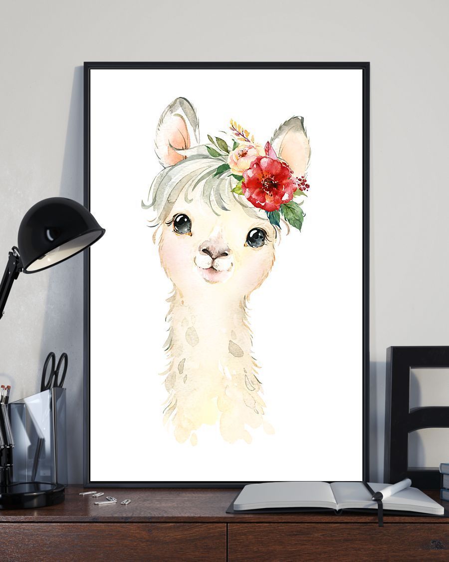 African – Black Art – Flower Llama 2 Vertical Poster Canvas – Wall ...