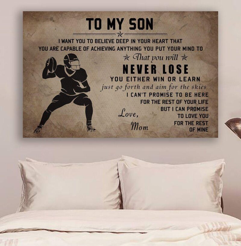 American football Poster Canvas Mom son Never lose wall decor visual art