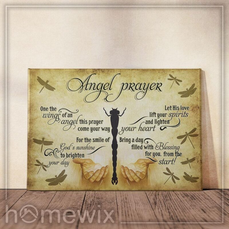 Angel Prayer Dragonfly Poster Canvas- Wall Decor