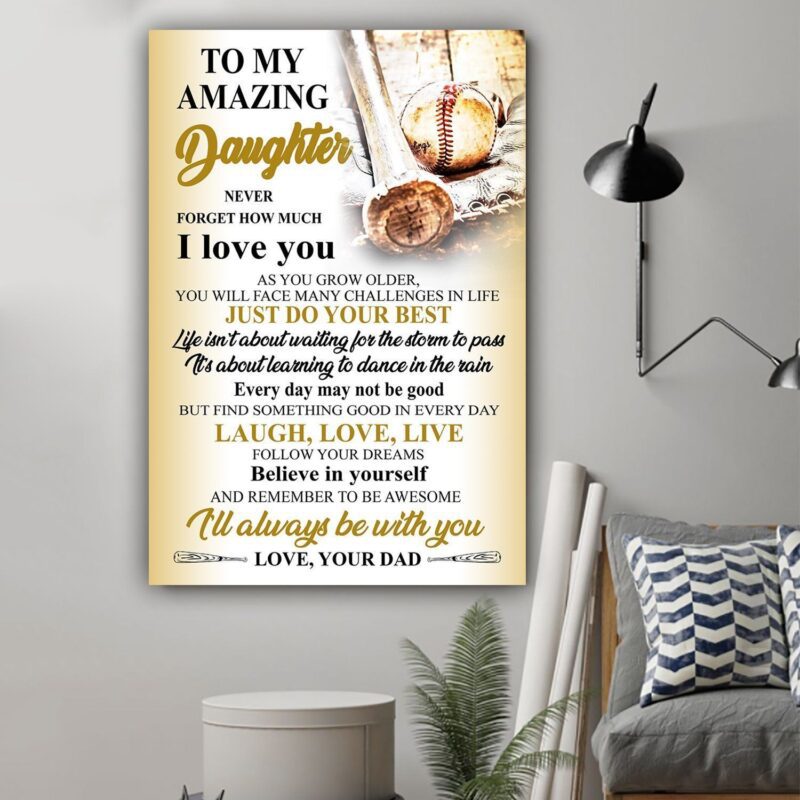 Baseball poster Dad to daughter I love you