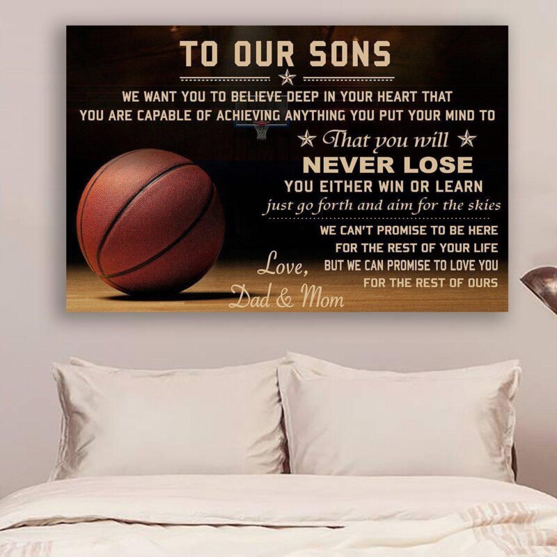 Basketball Poster Canvas To our sons Never lose wall decor visual art