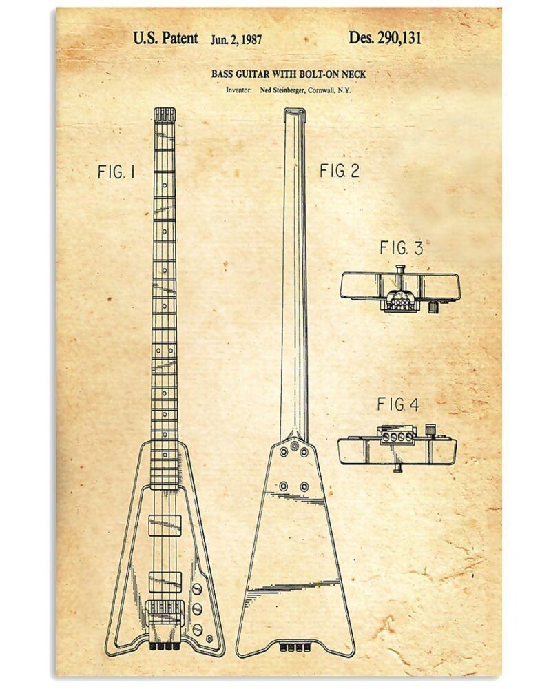 Bass Guitar With Bolt On Neck Vertical Poster Canvas Wall Decor Visual Art 1