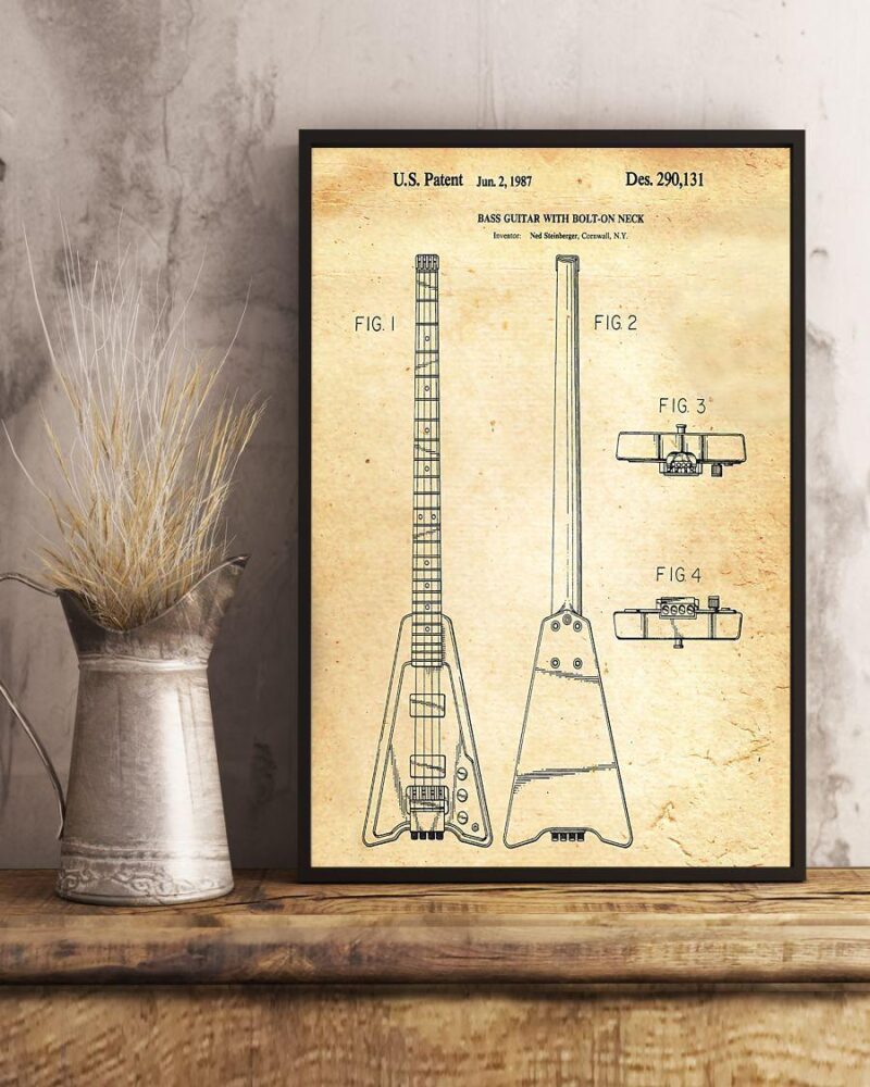 Bass Guitar With Bolt-On Neck Vertical Poster Canvas - Wall Decor Visual Art