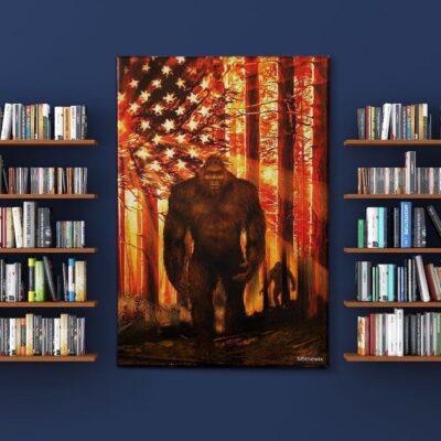 Bigfoot Sunrise Forest Poster CanvasWall Art Wall Decor 2