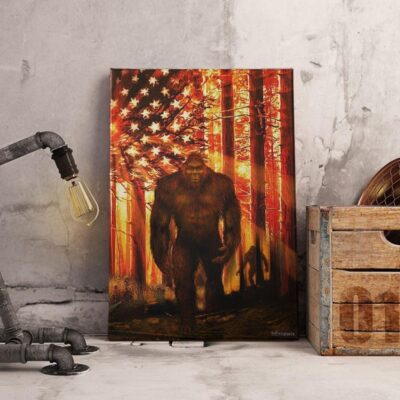Bigfoot Sunrise Forest Poster CanvasWall Art Wall Decor 3