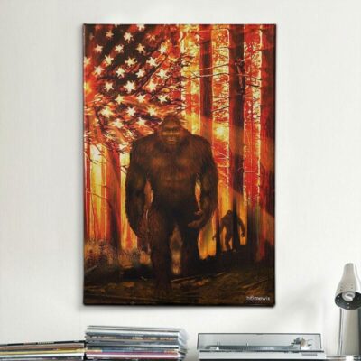 Bigfoot Sunrise Forest Poster CanvasWall Art Wall Decor 4