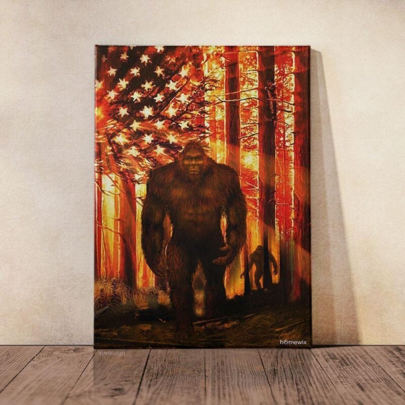 Bigfoot Sunrise Forest Poster CanvasWall Art - Wall Decor