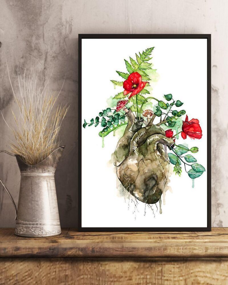 Botany Heart Anatomy Cardiologist Vertical Poster Canvas - Wall Decor Visual Art