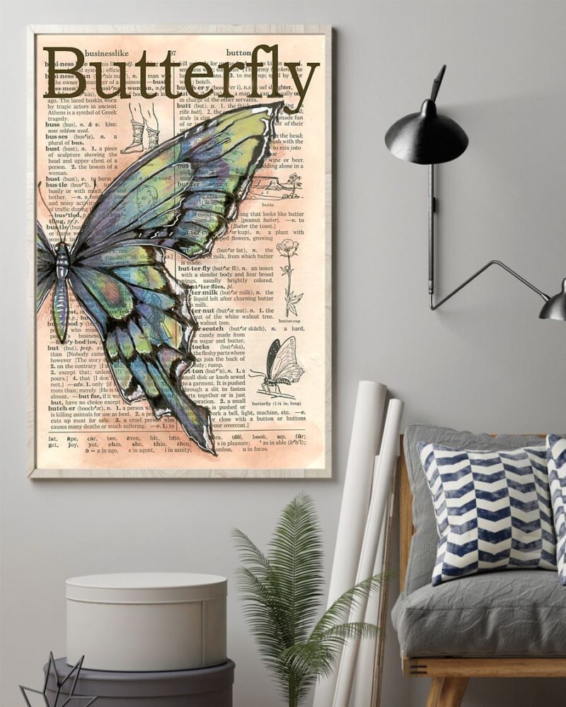 Butterfly Dictionary Vertical Poster Canvas - Wall Decor Visual Art