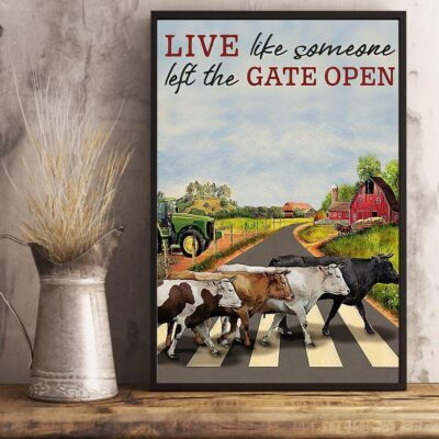 Cow Live Like Someone Let The Gate Open Vertical Poster Canvas- Wall Decor Visual Art 2 Cow Live Like Someone Let The Gate Open Vertical Poster Canvas Wall Decor Visual Art 2