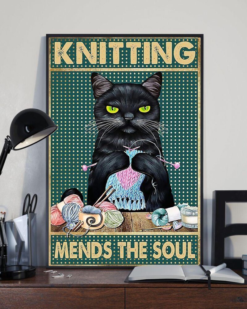 Crochet And Knitting - Knitting Mends The Soul Vertical Poster Canvas - Wall Decor Visual Art