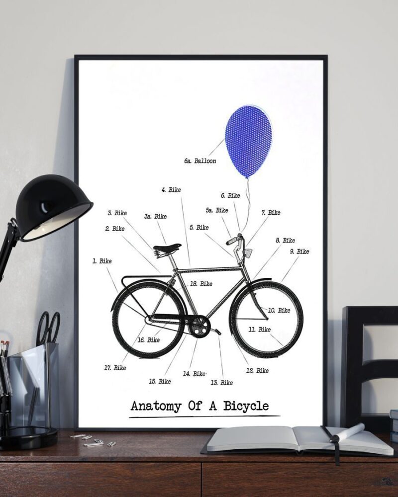 Cycling Anatomy Of A Bicycle Vertical Poster Canvas - Wall Decor Visual Art