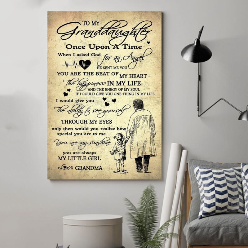 Family Poster Canvas To my granddaughter Once upon a time wall decor visual art