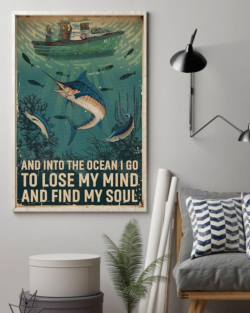 Fishing Into The Ocean I Go To Find My Soul Vertical Poster Canvas- Wall Decor Visual Art