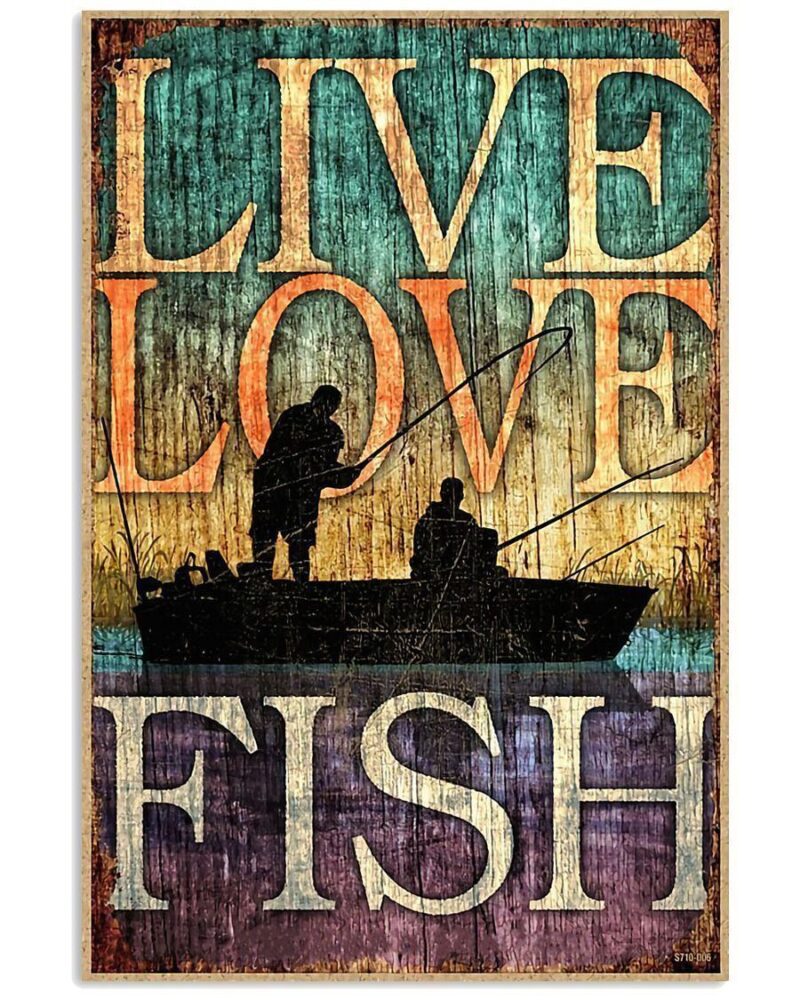 Fishing Live Love Fish Vertical Poster Canvas Wall Decor Visual Art 1