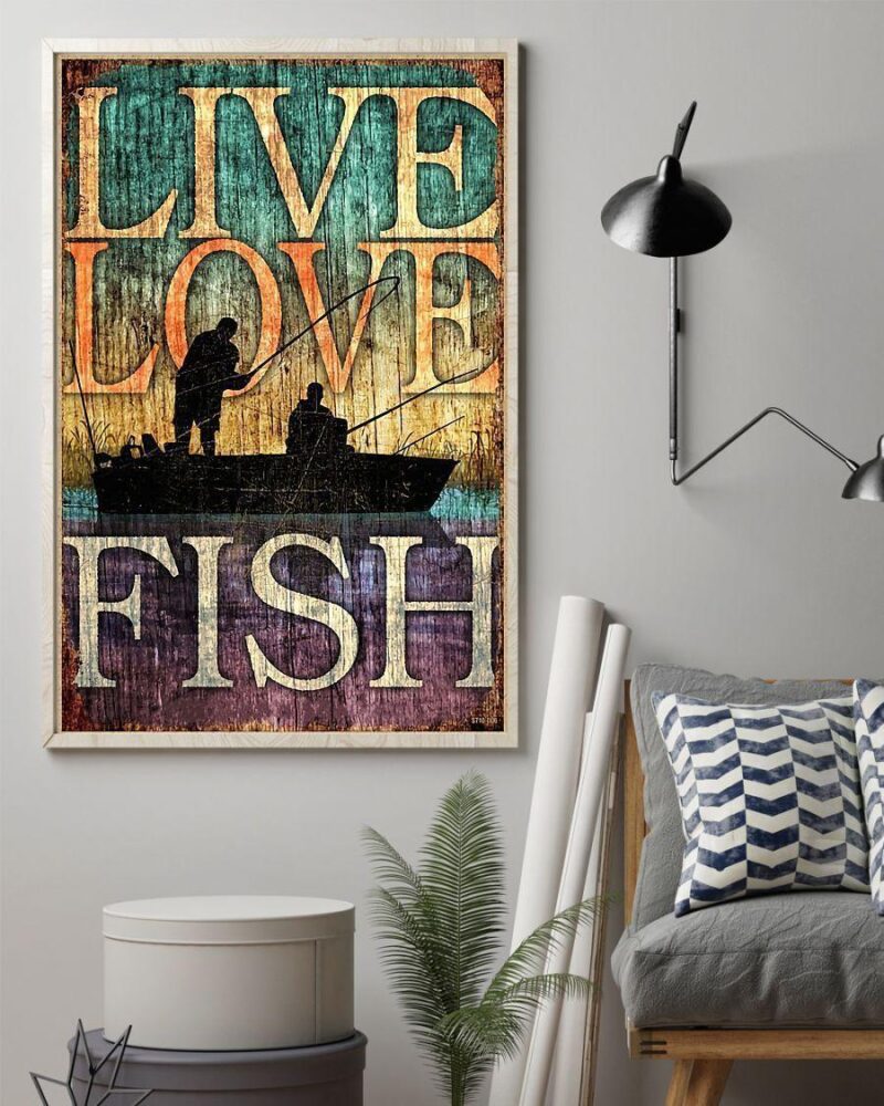 Fishing Live Love Fish Vertical Poster Canvas - Wall Decor Visual Art