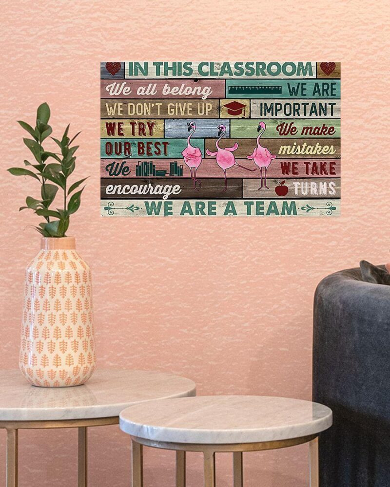 Flamingo We Are A Team Horizontal Poster Canvas - Wall Decor Visual Art