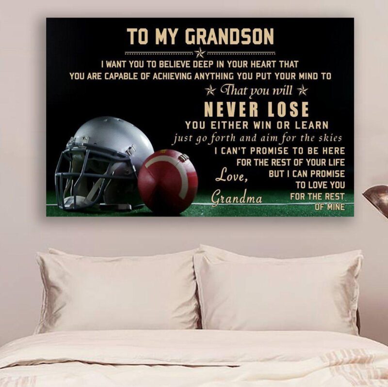 Football Poster Canvasgrandmother to grandson never lose wall decor visual art