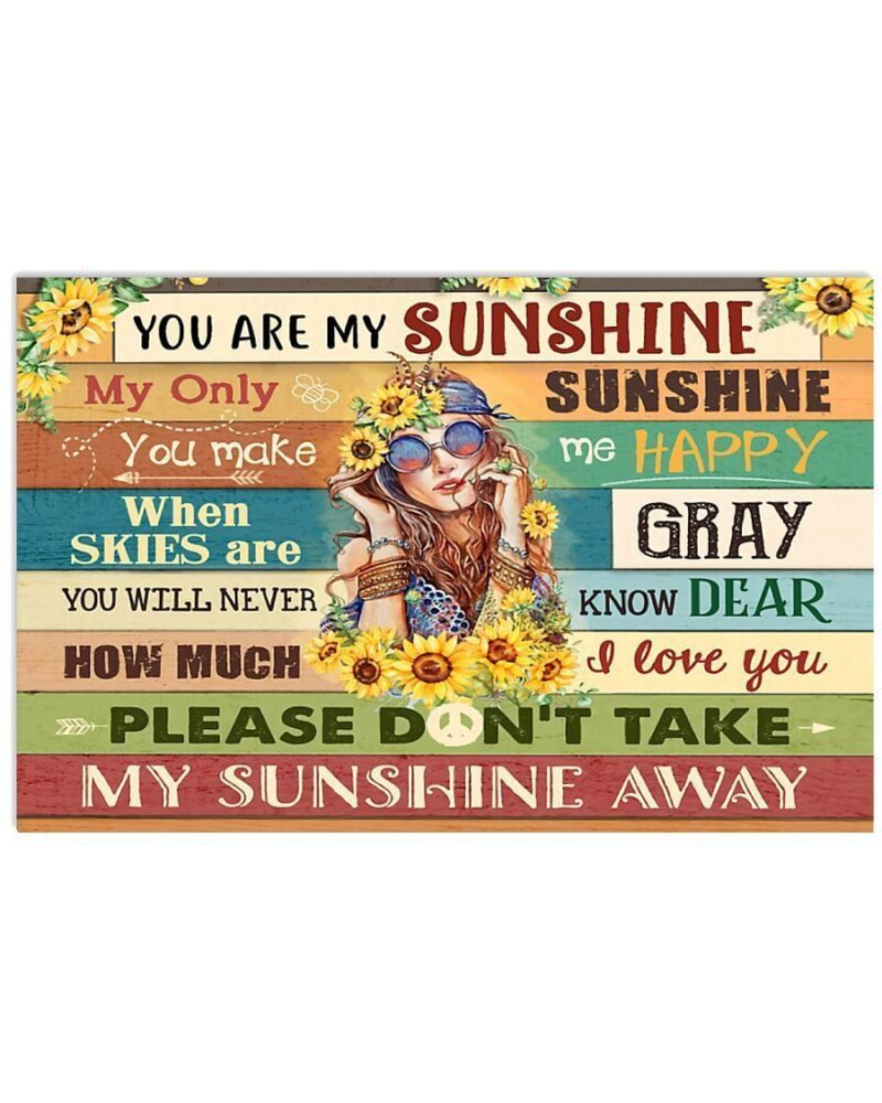 Hippie You Are My Sunshine Horizontal Poster Canvas Wall Decor Visual Art 1