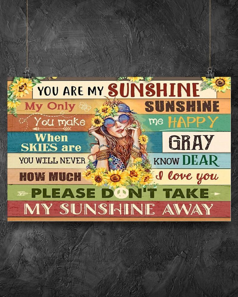 Hippie You Are My Sunshine Horizontal Poster Canvas - Wall Decor Visual Art