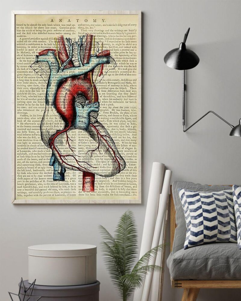Human Heart Anatomy Vintage Cardiologist Vertical Poster Canvas Wall Decor Visual Art 2