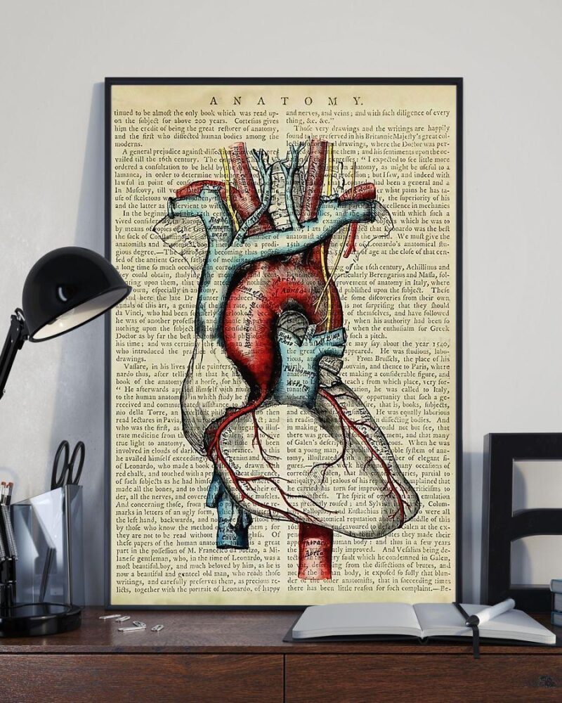 Human Heart Anatomy Vintage Cardiologist Vertical Poster Canvas- Wall Decor Visual Art