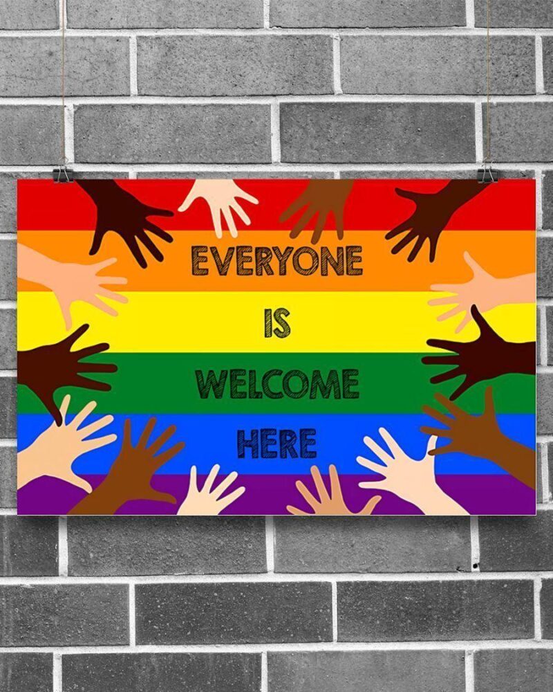 Lgbt Everyone Is Welcome Here Horizontal Poster Canvas- Wall Decor Visual Art