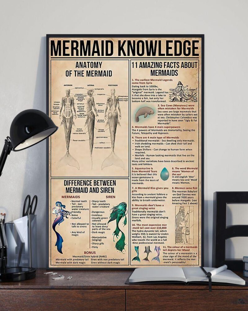 Mermaid Knowledge Vertical Poster Canvas - Wall Decor Visual Art