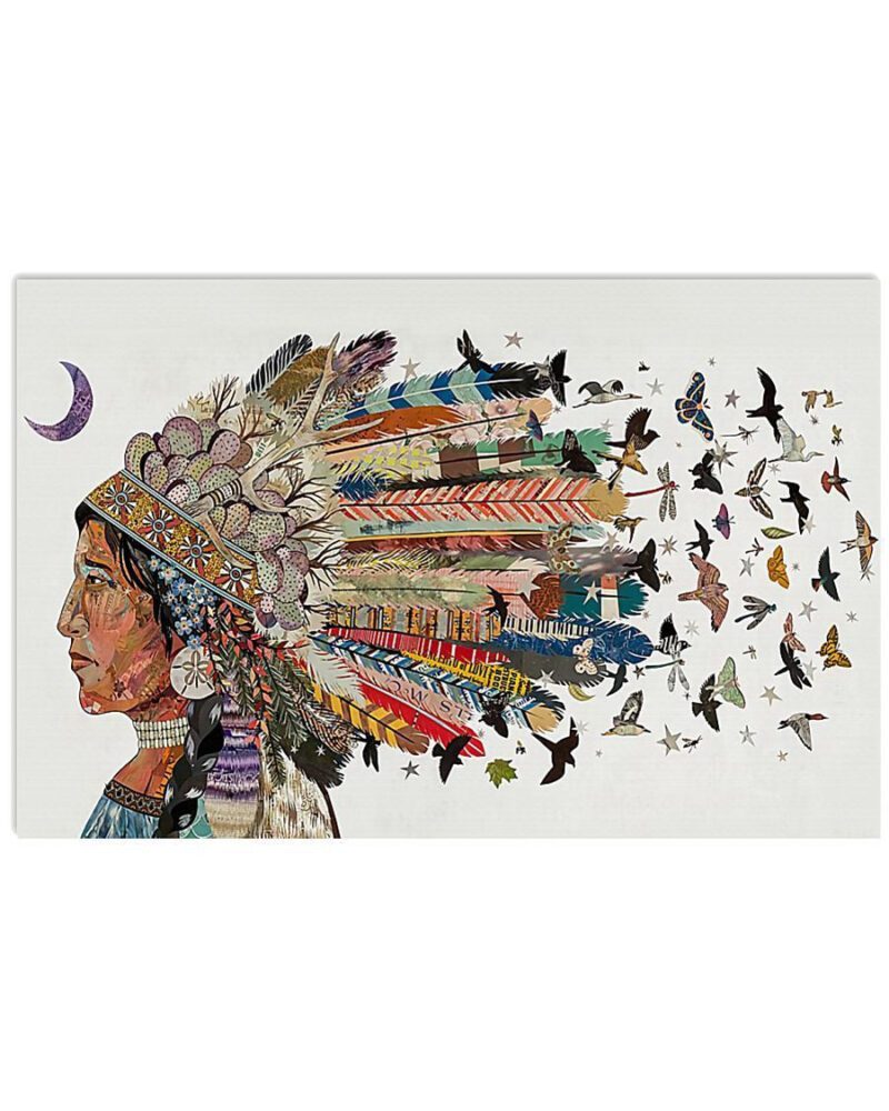 Native American Beautiful Woman Horizontal Poster Canvas Wall Decor Visual Art 1