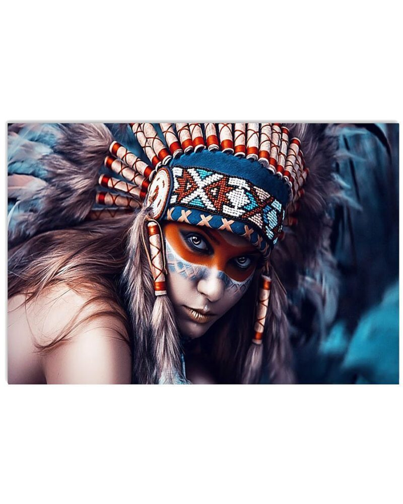 Native American Girl Horizontal Poster Canvas Wall Decor Visual Art 1