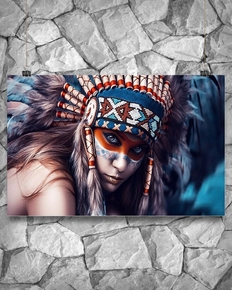 Native American Girl Horizontal Poster Canvas - Wall Decor Visual Art