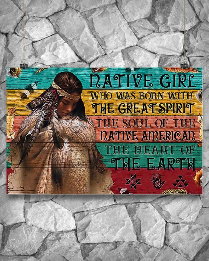 Native Girl Native American Horizontal Poster Canvas - Wall Decor Visual Art