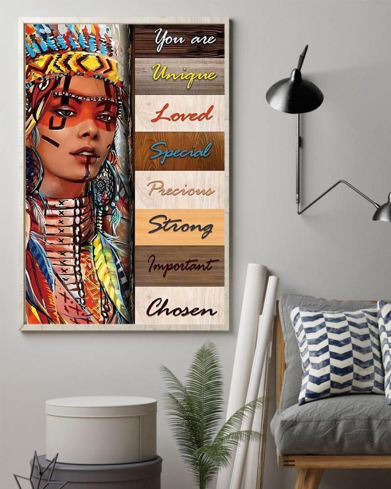 Native Girl Native American Vertical Poster Canvas- Wall Decor Visual Art