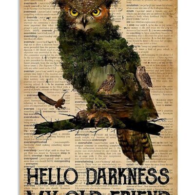 Owl Hello My Darkness My Old Friend Vertical Poster Canvas Wall Decor Visual Art 1