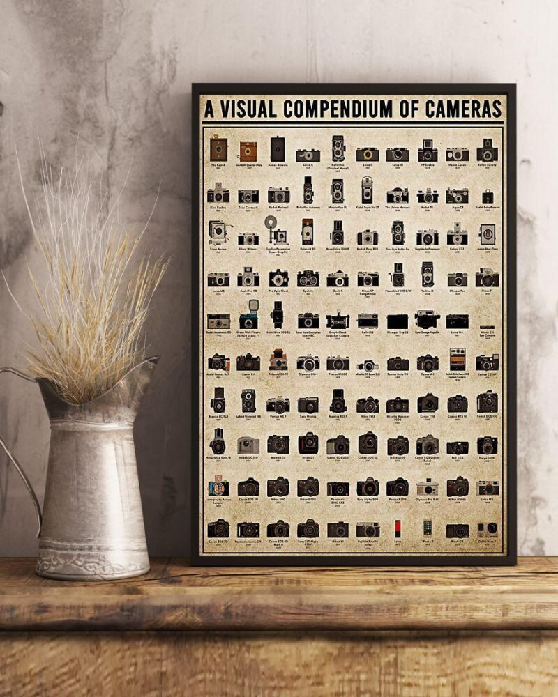 Photographer A Visual Compendium Of Cameras Vertical Poster Canvas - Wall Decor Visual Art