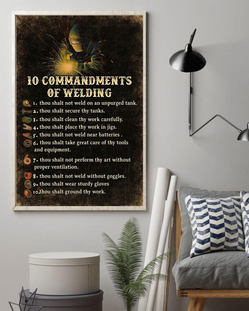 Professions Poster - 10 Commandments Of Welding Welder Vertical Poster Canvas- Wall Decor Visual Art