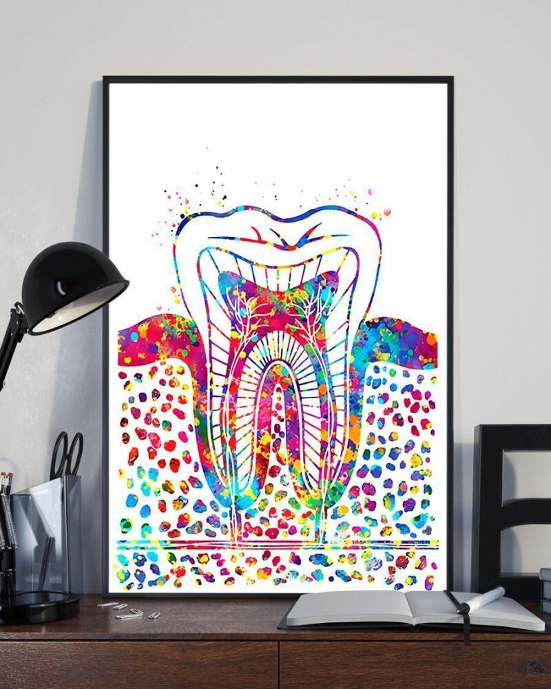 Professions Poster - Dentist Molar Tooth Watercolor Vertical Poster Canvas - Wall Decor Visual Art