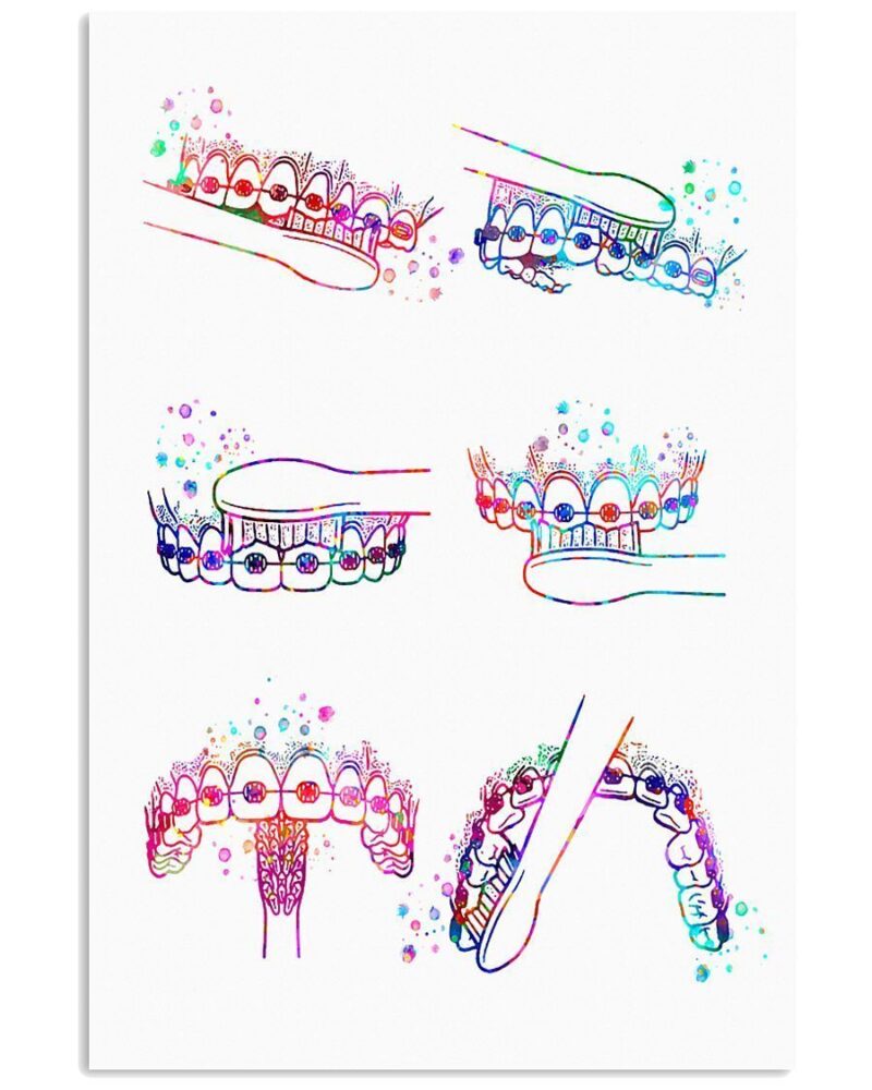Professions Poster Dentist Watercolor Brush Teeth Vertical Poster Canvas Wall Decor Visual Art 1