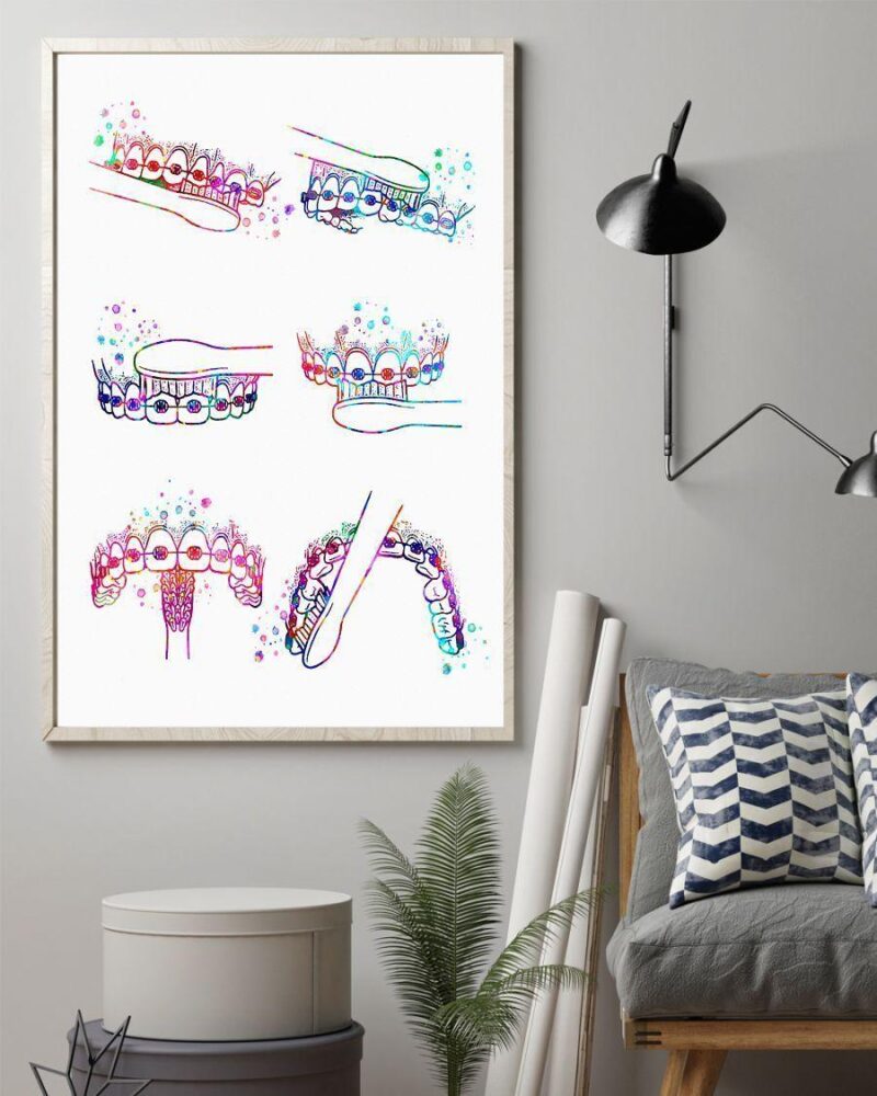 Professions Poster - Dentist Watercolor Brush Teeth Vertical Poster Canvas - Wall Decor Visual Art